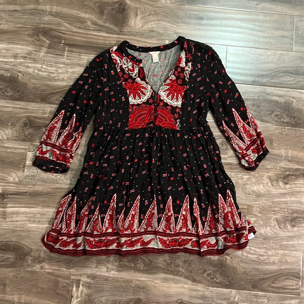 Forever 21 Boho Long Sleeve Mini Dress Size Large